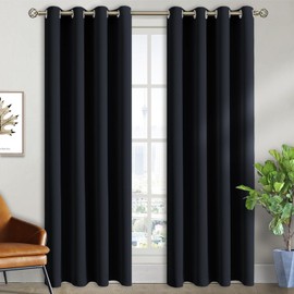 BGment Blackout Curtains for Living Room - Grommet Thermal Insulated Room Darkening Curtains for Bedroom, Set of 2 Panels (52 x 84 Inch, Black)