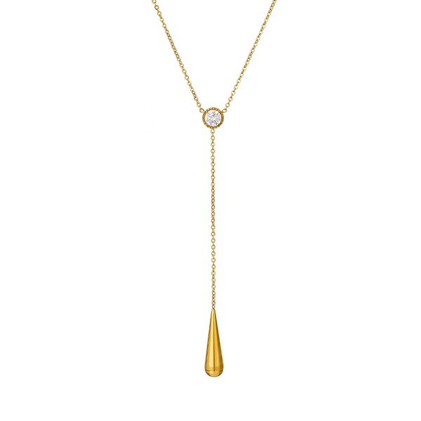 TaYolnFaSo 18K Gold Lariat Necklace for Women Dainty Drop with