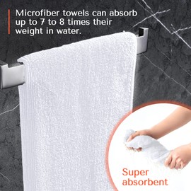 TASALON Toalla de pelo de microfibra – Paquete de 10 toallas de salón – Toallas de microfibra de secado rápido – Toalla de microfibra ultra suave de 29 x 16 pulgadas para cabello, toallas faciales con absorbente suave, color blanco