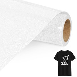 Bocguy Plotter Film Textile Glitter White, 30.5 cm x 152 cm Heat Transfer Vinyl Flex Film Glitter Rolls, Plotter Film Glitter for Iron Hot Press, T-Shirts & More Fabrics (Glitter White)