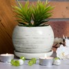 Black and white concrete ceramic 11 cm planter with saucer,