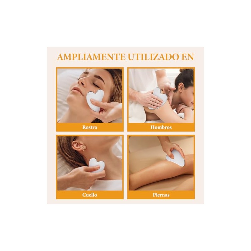 Gua Sha, Herramienta de Masaje de Acero Inoxidable Guasha, Herramienta