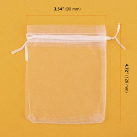 PUCSIQ 200 Stuck 9x12cm Organzasäckchen Weihnachten Organzabeutel Säckchen Weiß Schmuckbeutel Organzasäckchen mit Kordelzug für Geschenke Geburtstagsgeschenke Süßigkeiten Partys Hochzeiten