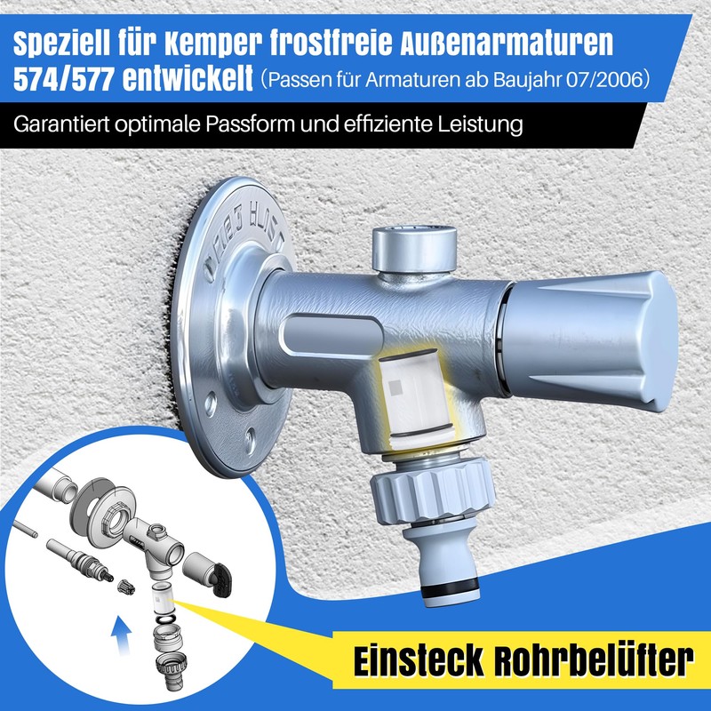 Enhon Plug-In Pipe Aerator Compatible with Kemper Frost-Proof Outdoor Fitting