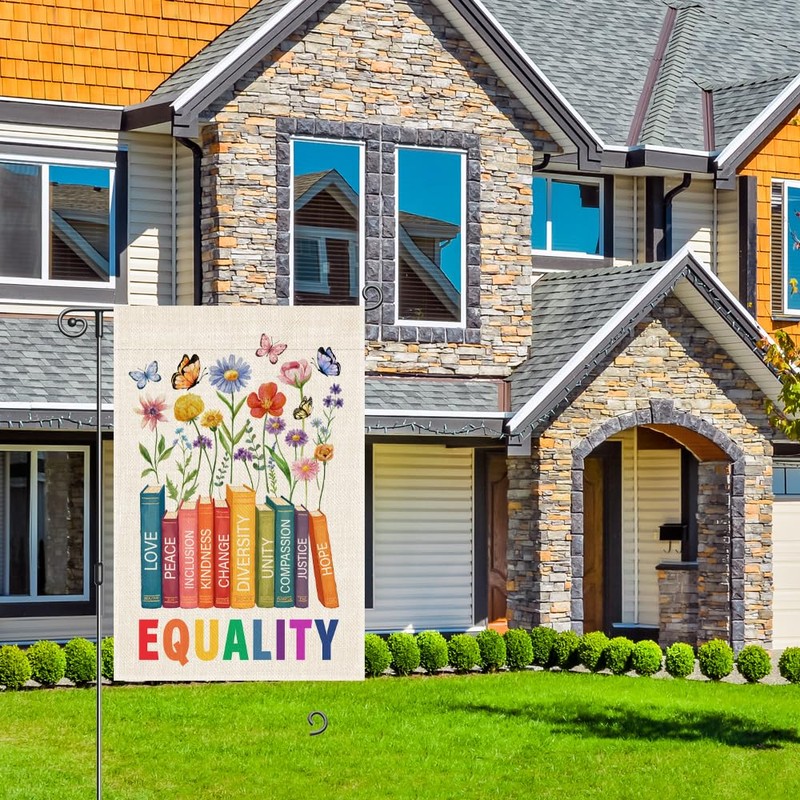 Perfectinsoy Equality Love Kindness Change Unity Hope Compassion Garden Flag,
