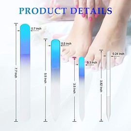 4 Pcs Glass Nail File Set Nail Files and Cuticle Pusher Double Sided Crystal Fingernail Buffers for Women Natural Fingernail Manicure Pedicure Toenail