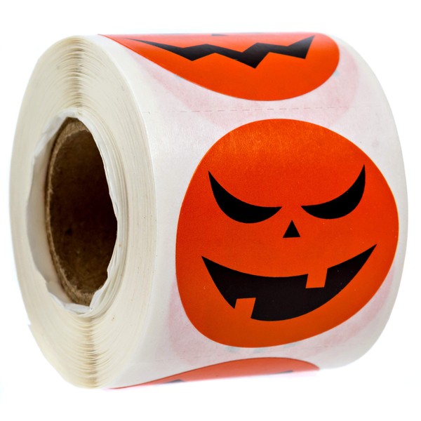 Halloween Jack-O-Lantern Stickers / 8 Alternating Fall Pumpkin Designs / 250 Halloween Stickers / 1.5" Autumn Labels