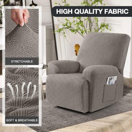 Timeles Extra Wide Recliner Chair Cover Reclining Couch Cover Sofa Slipcover Stretch Soft Washable (Single-Seater Oversized, Taupe)