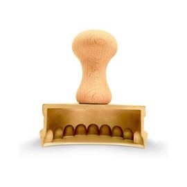 La Gondola Homemade Ravioli Stamp - Mezzaluna Shape (Half Moon) 90mm | Italian Pasta Making Tool for Home and Business | Brass & Natural Wood | Easy to Use Ravioli Stamp | Pasta Cutter Made in Italy