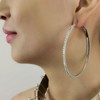 Wendalern Large Silver Hoop Earrings CZ Diamond Hoop Earrings Paved