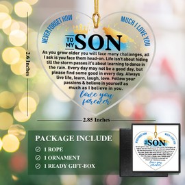Son Christmas Ornament Gift, Christmas Ornament for Son from Mom Dad Birthday Graduation Inspirational Keepsake Gift, Best Son Ever Gifts, Learning to Dance in The Rain