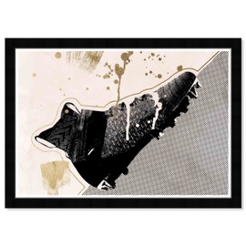 Wynwood Studio Fashion and Glam Modern Black Frame Paper - 39811 Inverse Cleats, Wall Art for Living Room, Bedroom, and Bathroom, 19 in x 13 in, White and Gold Home Decor