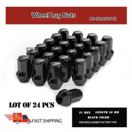 Unbranded (24) 14X2 FIT FORD F-150 EXPEDITION OEM REPLACEMNT SOLID LUG NUTS THREAD BLACK