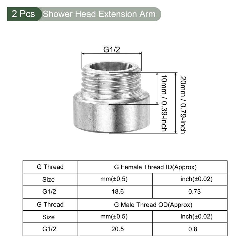YOKIVE 2 Pcs Shower Head Extension Arm, G1/2 Male to