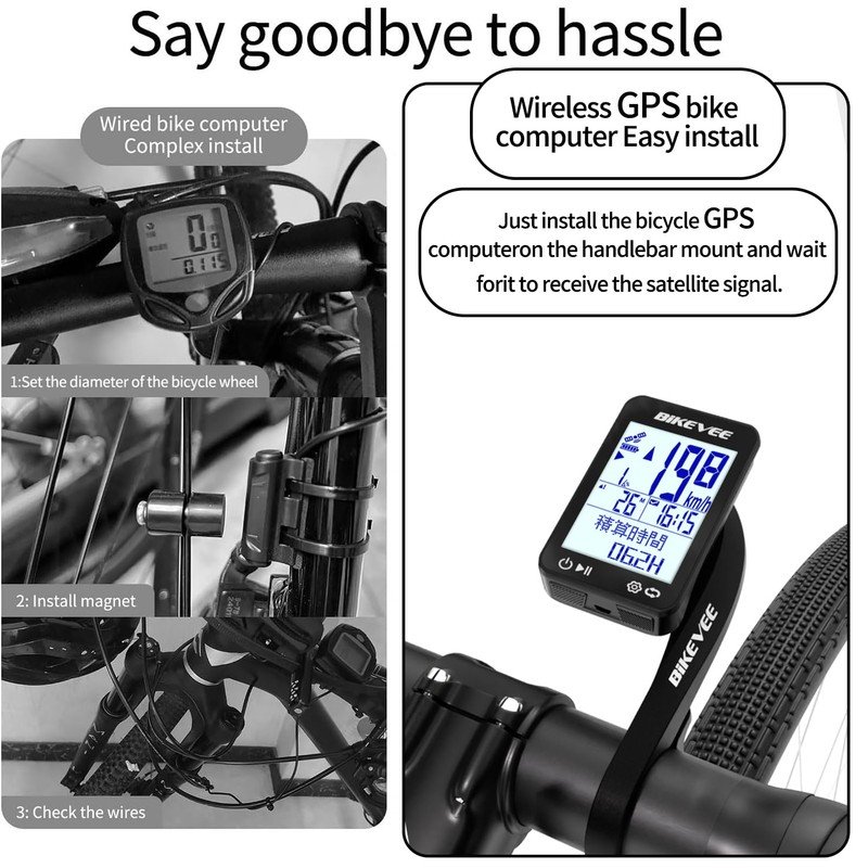 Bikevee GPS Wireless Bicycle Speedometer, Cycle Computer, Auto Start Stop,