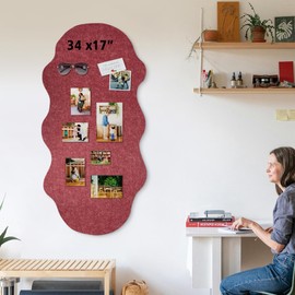 Cute Bulletin Board for Walls 34'' x 17'' Push Pin Board,Cloud Vision Boards Picture Board for Photos Decorative Cork Board for Office Felt Bulletin Board with 15 Push Pins (Cloud - Red)