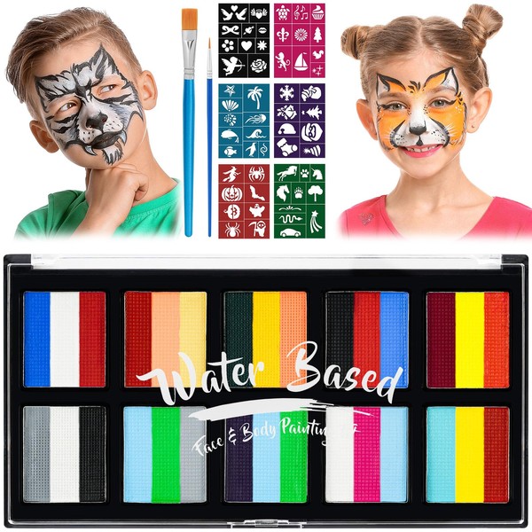 LOPHE LOPHE Kinderschminke, 10 Farben Gesichtsfarbe Kinderschminke Set Mädchen, Waschbar