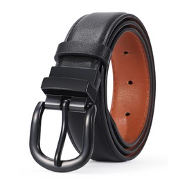 AWAYTR Boys Black Dress Belt - Kids Reversible Leather Belt with Metal Buckle Youth Toddler Belt for Pants (Black Buckle, Black/Brown, 80cm)