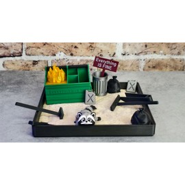 Munnygrubbers - Dumpster Fire Zen Garden - Made in USA - Large 7" x 7" - Fine Sand Included - Desk Accessory Box Garden - Funny Novelty Gift - Fidget Stress Relief