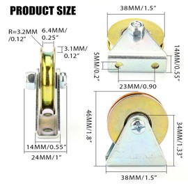 Wire Rope Pulley Block Bearings Bearing Wheel Bearing Wire Rope Guide Wheel for Lifting with Triangular Bracket L Bracket, 1.5",300LB (U)