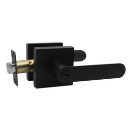 Heavy Duty Door Handle with Lock for Interior Doors, Bathroom/Bedroom Door Handle, Matte Black Finish, Privacy Door Lever, Left/Right Handing 1.78 lb