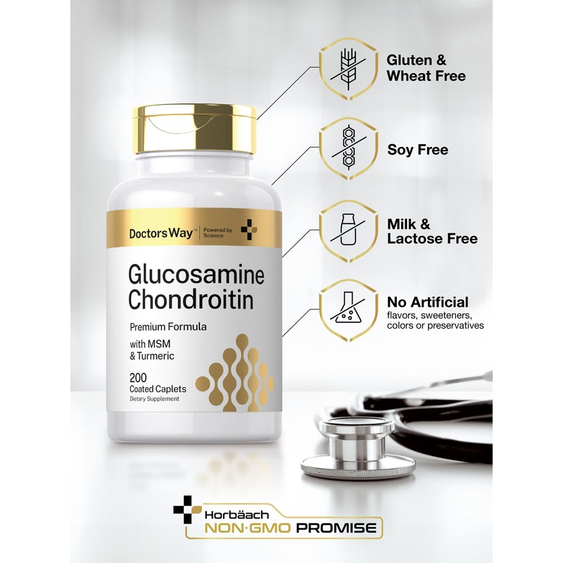Doctor's Way Glucosamine Chondroitin MSM | 200 Caplets | with
