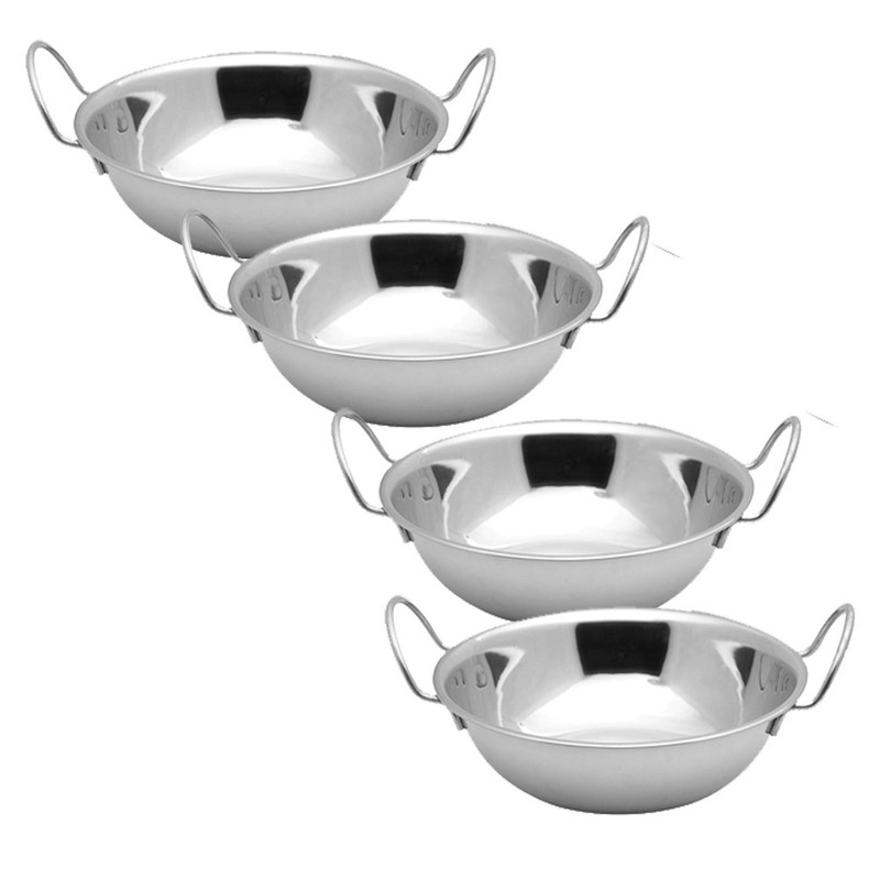 Kosma Set of 4 Premium Stainless Steel Balti Dishes Set,