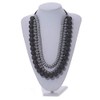 Avalaya Black/Grey/3 Strand Layered Resin Bead Cord Chunky Necklace/60cm-70cm/Adjustable