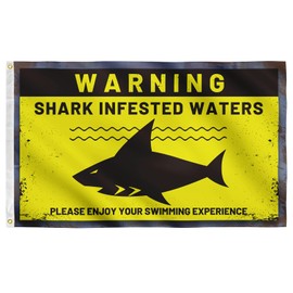 Beach Flag WARNING SHARK INFESTED WATERS Funny Flag 3x5 Feet College Dorm Room Decor Man Cave Frat Wall Indoor Outdoor Flag.
