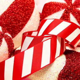 Red & White Candy Cane & Peppermint Ribbon 35mm Wide - 2 Metres