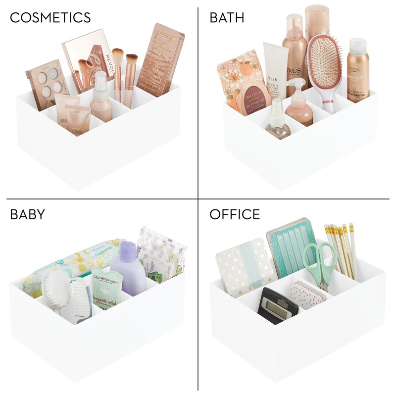 iDesign 5-Section Divided Vanity Organizer for Cosmetic Storage - White