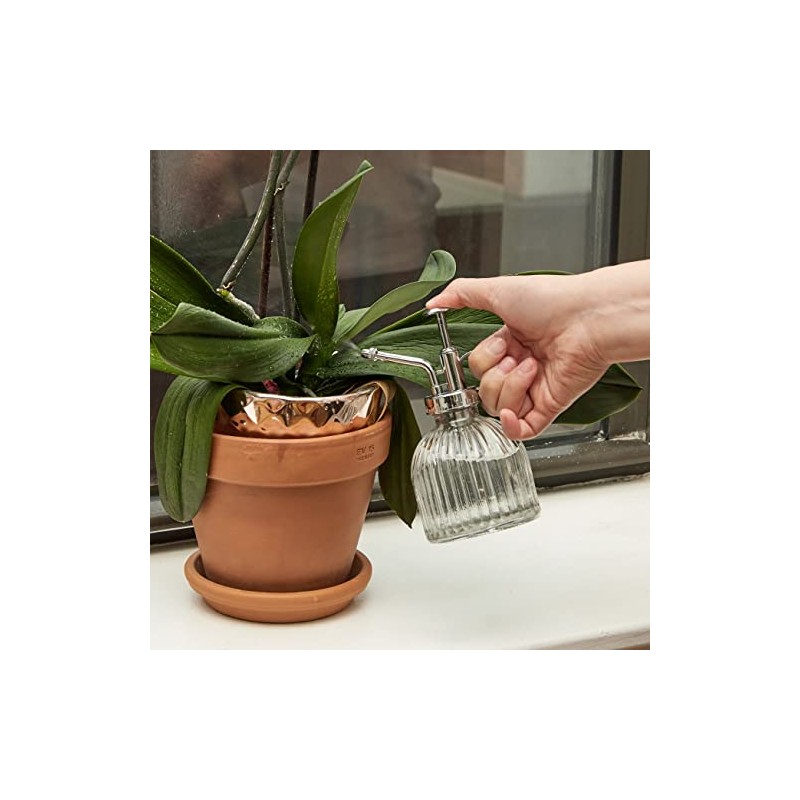 Kikkerland Handheld Glass Mister Mist Spray Bottle, Watering Can, Indoor/Outdoor