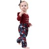 DISAUR Toddler Cute Baby Girl Clothes Long Sleeve Outfits Wine