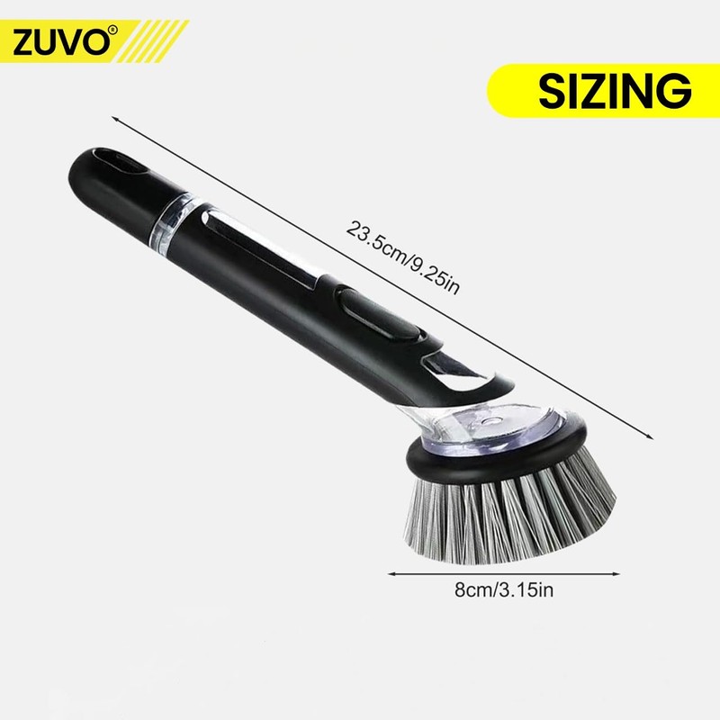 Soap Dispensing Scrubbing Brush with Handle - Efficient Washing Up