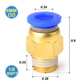 TAILONZ PNEUMATIC Male Straight 6mm Tube OD x 1/8 BSP Push to Connect Fittings PC6-01 (Pack of 2)