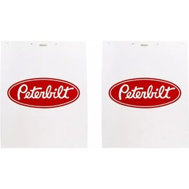 Peterbilt Motors 24" x 30" Poly 3/16" Thick Semi Truck White Mud Flaps- Set of 2