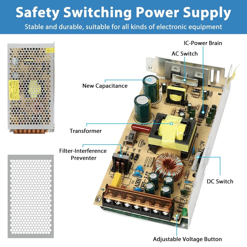 OFFCUP DC 12V 10A 120W Universal Regulated Switching Power Supply,