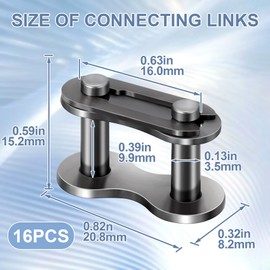 Hzopcw 16pcs #41 Roller Chain Master Link, Manganese Steel Connector Links, Heavy Duty Chain Connectors for Motorcycle Bike Household Industrial Machinery- Black