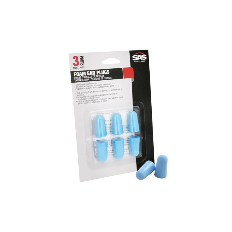 SAS Safety 6104 Foam Ear Plugs, 3-Pair Pack