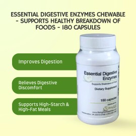 Being Well Essentials Essential Digestive Enzymes Supplement – Supports Healthy Digestion–180 Capsules