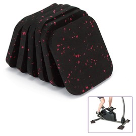 Mxclimate Treadmill Mat,Exercise Equipment Mat,6 Pack Shock Absorbing Anti-vibartion Treadmill Pads,High Density Anti-Slip Rubber Pads for Hardwood Floors and Carpet Protection.Red&Black