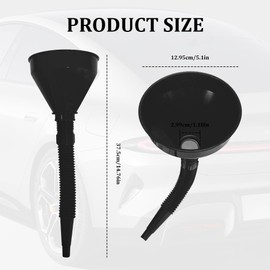 Lyxheth Wide Mouth Oil Funnel with Flexible Extension, Automotive Funnels, Funnel with Flexible Hose, Universal Removable Mesh Screen Filter for Gasoline, Engine Oil, Coolant, Transmission (Black)