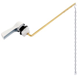 Hibbent Universal Metal Front Mount Toilet Handle Replacement Kit, Brass Toilet Flush Tank Lever with Stainless Steel Flapper Chains for Most Toilets, White Finish