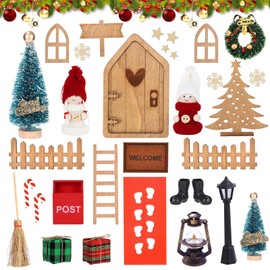 AQXONG 33-Piece Christmas Elf Door Set, DIY Miniature Christmas Set, Christmas Gnome Door Decoration, Christmas Elf Door Decoration, Christmas Joke Elf Set, Christmas Prank Elf Door