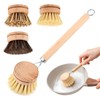 Wooden Dish Brush with 3 Replaceable Natural Bristle Heads