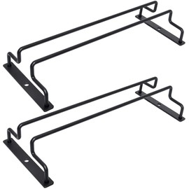 zoohot 27.5cm Wine Glass Rack - Under Cabinet Stemware Wine Glass Holder Glasses Storage Hanger Metal Organizer Black (1 Rows, 2 Pack)