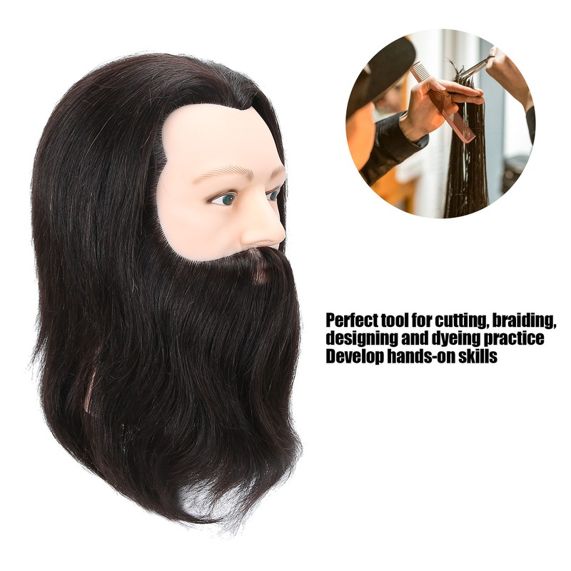 Salon Male Mannequin Head Human Hair Practice Hairdressing Training Head