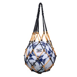 VOANZO 5 Pcs Hand-Woven Mesh bag Portable Football Net Bag, Basketball Bag, Rugby Ball bag, Volleyball Net Bag, Suitable for Beach Volleyball Football Basketball (Black and Yellow Intersect)