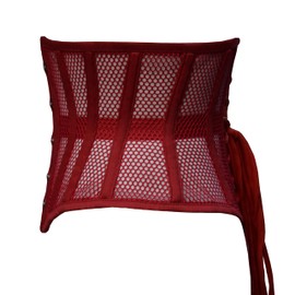 Naveed Women's Underbust Corset Waist Trainer Mesh Corset Mesh Corset with Strong Lacing for Waist Training and Waist Reduction, red