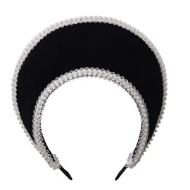 Victorian Vintage Headwear for Women Pilgrim Costume Accessory Anne Boleyn Hat Elizabethan Tudor Coronet (Black-1)